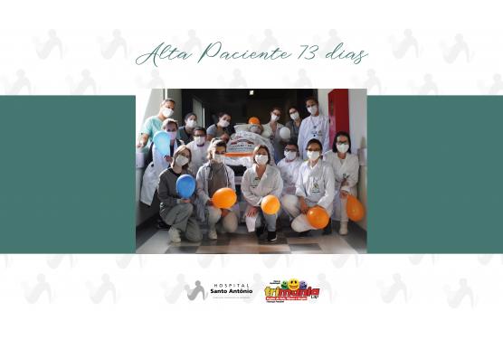 Paciente de 46 anos, recebe alta após ficar 73 dias internada por covid-19 no HSA.